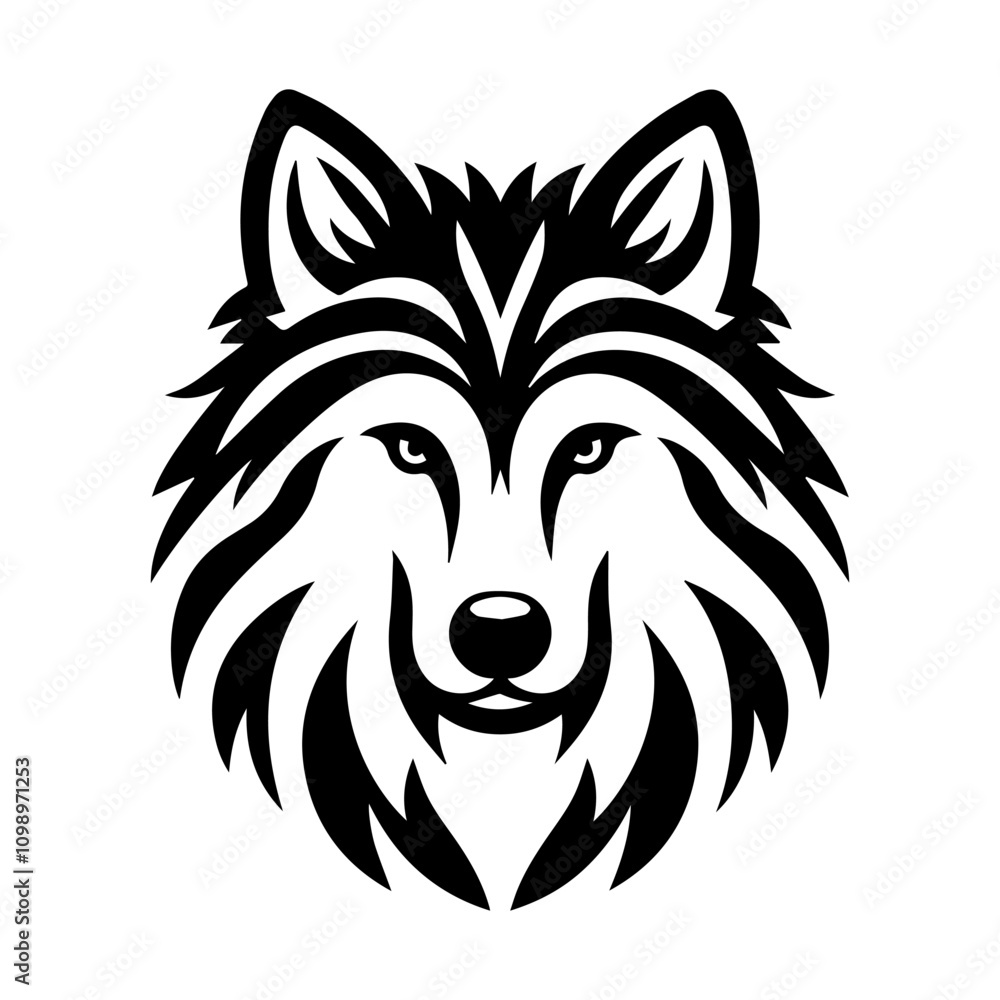 Fototapeta premium Simple Vector Icon of a Mexican Gray Wolf head – Logo Design Illustration