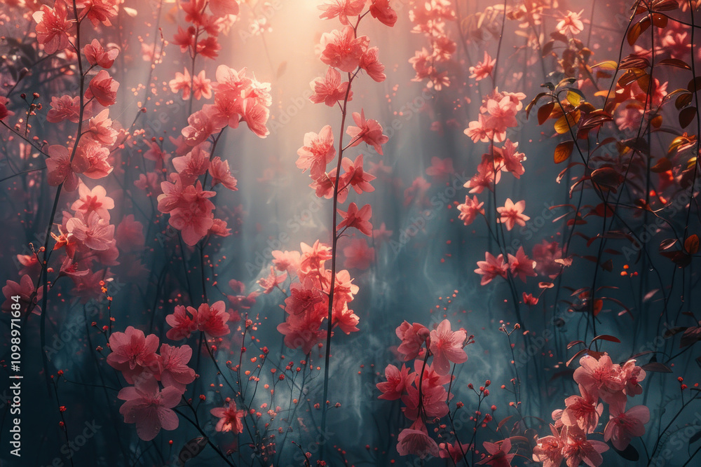 Fototapeta premium Beautiful blooming sakura flowers in a spring garden. Soft focus.,. 