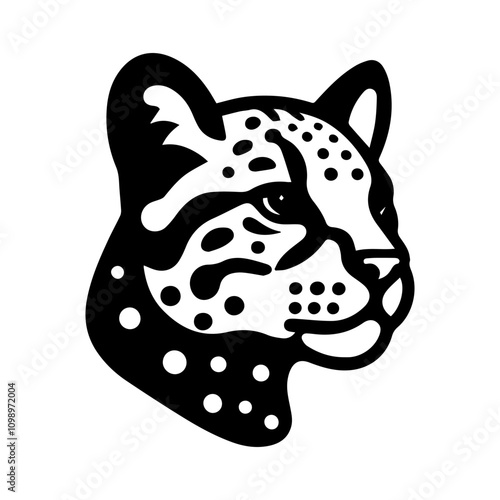 Simple Vector Icon of a ocelot head – Logo Design Illustration