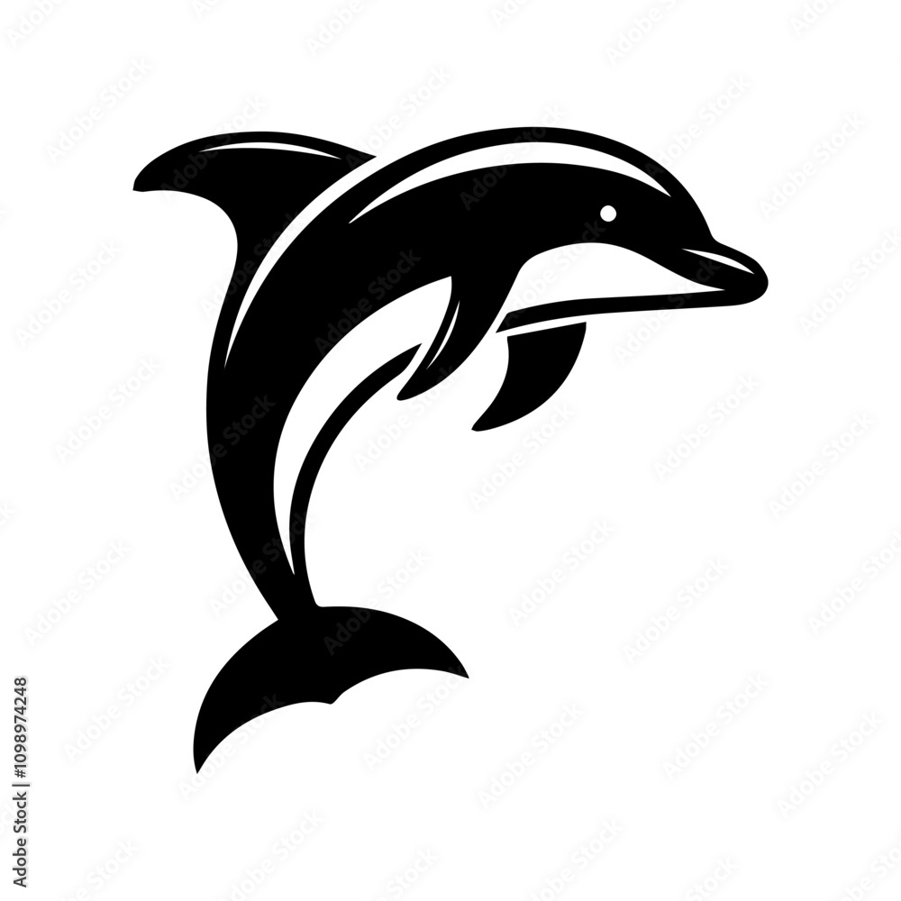 Obraz premium Simple Vector Icon of a dolphin – Logo Design Illustration