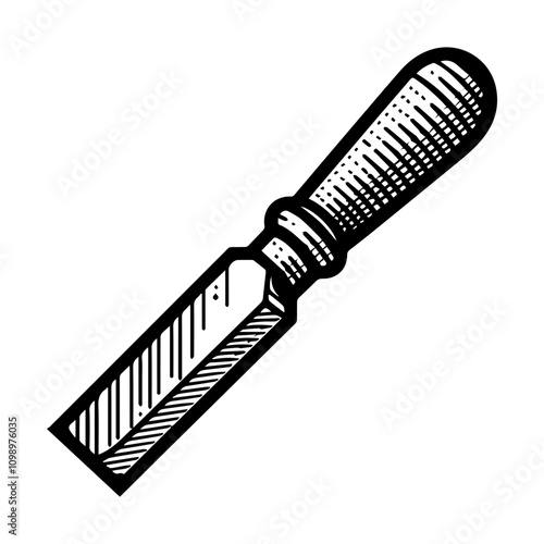Simple Vector Icon of a Chisel – Logo Design Illustration