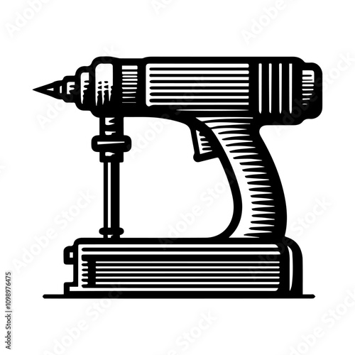 Simple Vector Icon of a Jackhammer – Logo Design Illustration