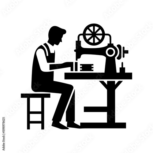 Simple Vector Icon of a Textile Workers – Logo Design Illustration