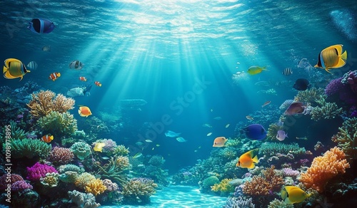 Wallpaper Mural Vibrant Underwater Scene with Colorful Coral Fish and Serene Marine Life Torontodigital.ca