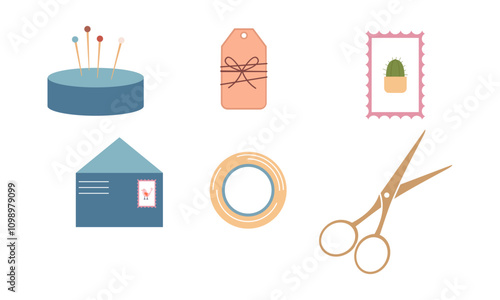 Post cards, craft labels and tags composition logo