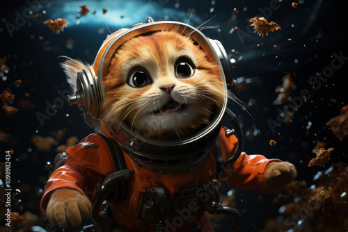 cute cat in a space suit,.     photo