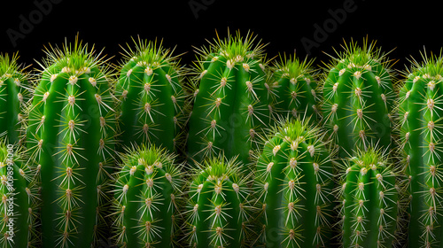 Vibrant green cacti collection desert environment nature photography close-up view plant life exploration