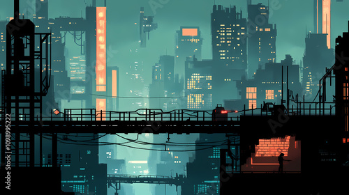 Wallpaper Mural A long shot of a dystopian urban landscape. Dystopian. Illustration Torontodigital.ca