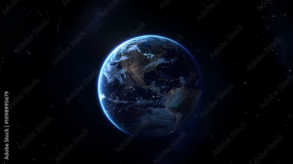 Fototapeta premium Earth at night,a blend of technology and civilization