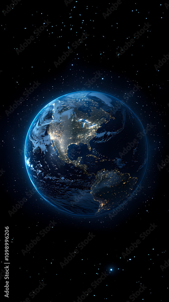 Fototapeta premium Earth at night,a blend of technology and civilization