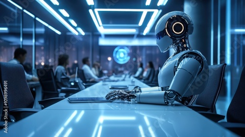 Wallpaper Mural Advanced Robot Attending Business Meeting in Modern Office Environment Torontodigital.ca