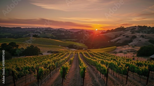 Wallpaper Mural A vineyard at sunset in the countryside. Torontodigital.ca