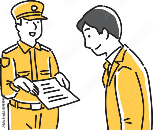 人に記入をお願いする警備員