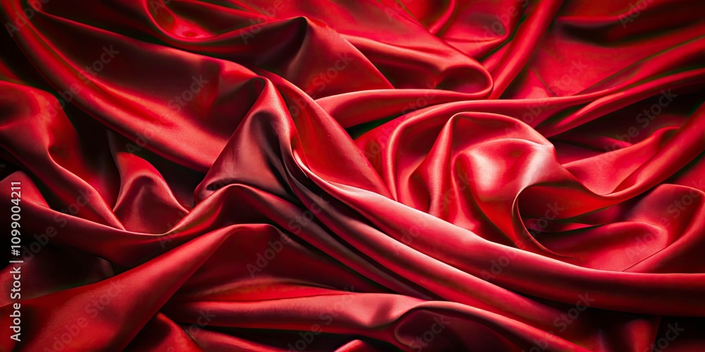 Fototapeta premium Luxurious Red Silk Texture: Crumpled Satin Fabric Background for Elegant Night Photography