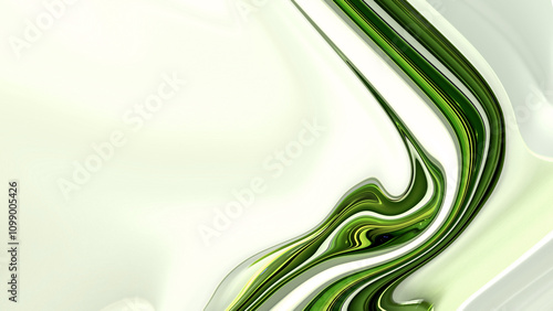 3d rendering of green glass of fluid design over white background