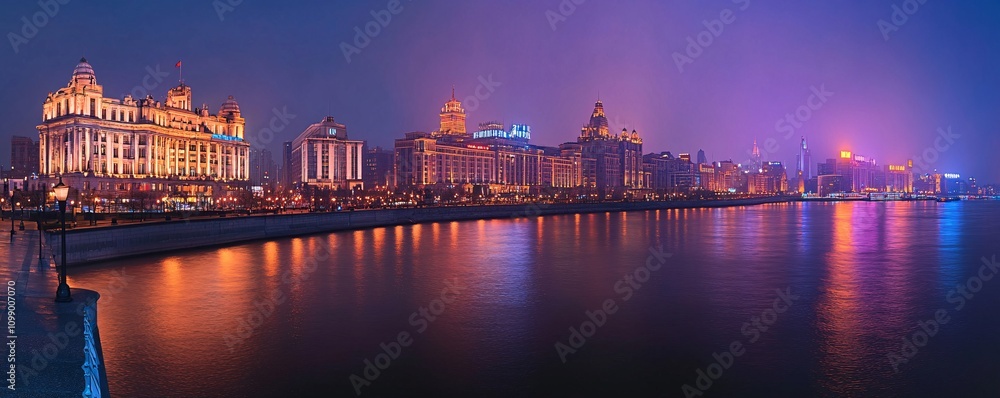 Fototapeta premium The Bund in Shanghai, with its historic buildings along the waterfront