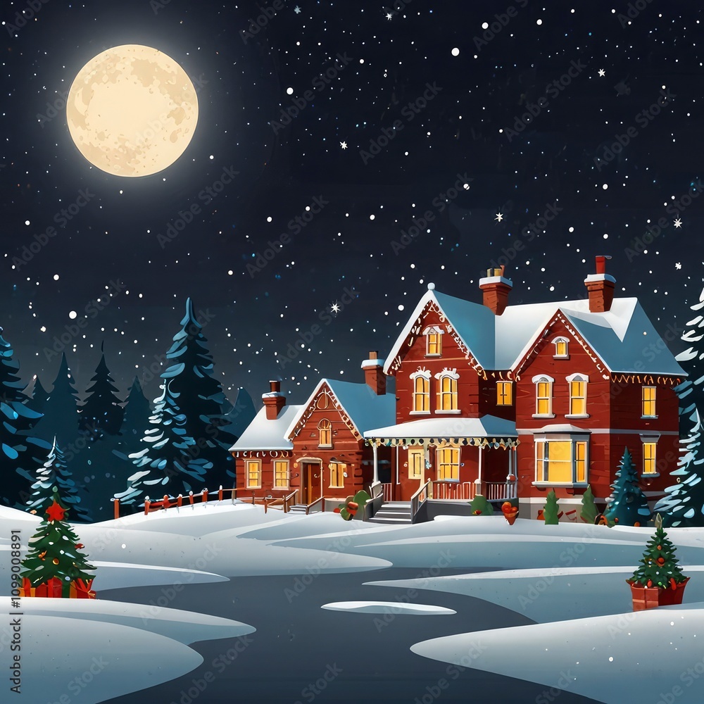 Fototapeta premium Christmas house in the forest