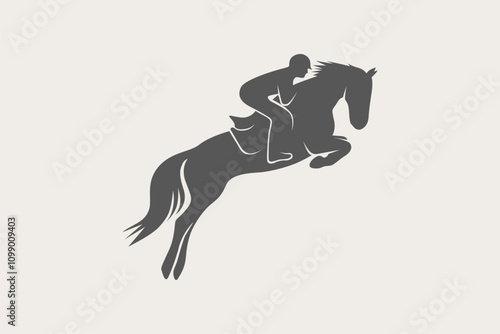 Horse rider race silhouette symbol or logo vector