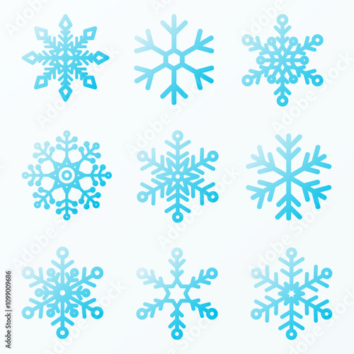 Beautiful snow flake icons collection