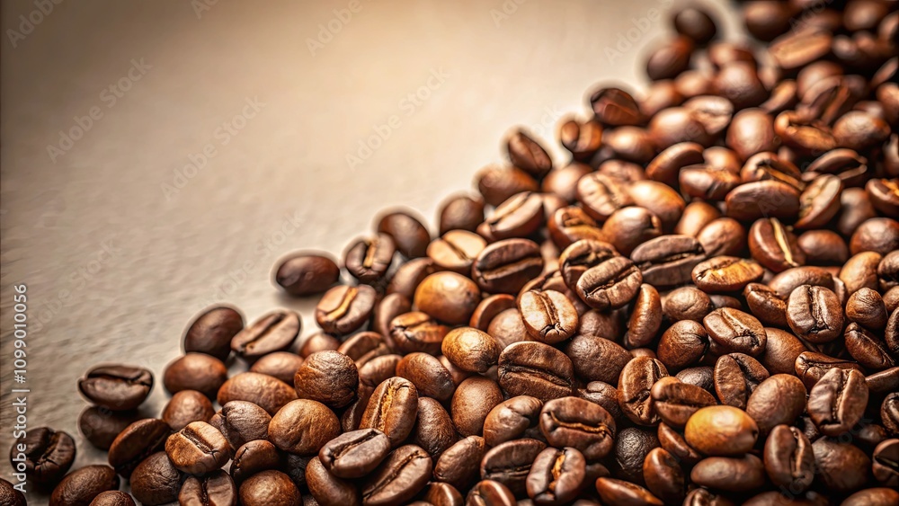 Fototapeta premium Roasted Coffee Beans Close-Up Showing Rich Brown Hues and Detailed Texture