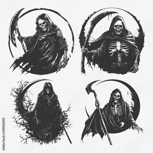 Grim Reaper vector logo illustration