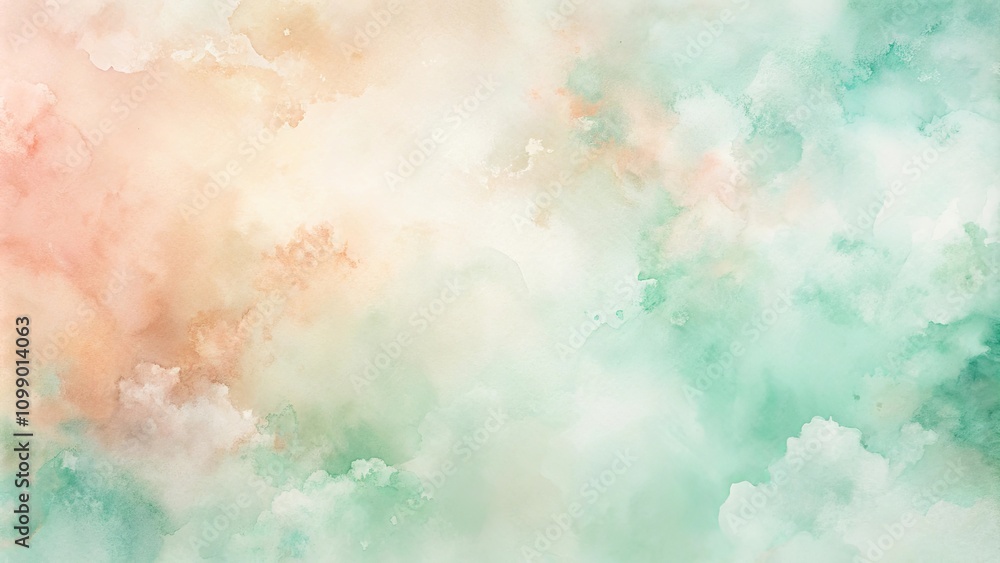 Obraz premium Abstract Pastel Watercolor Background Soft Peach and Mint Green Hues for Design Projects