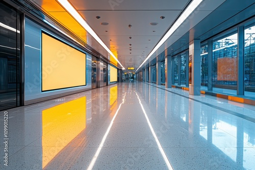 Utilizing empty underground metro advertising space urban environment horizontal billboard led strip lights metallic fixtures for creative promotions