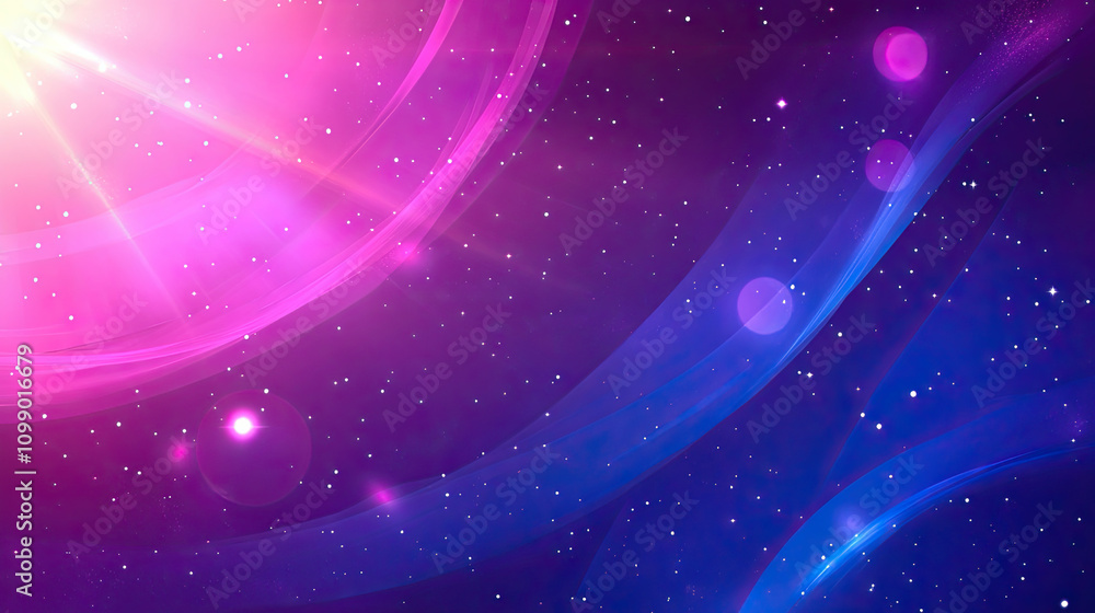 Obraz premium Abstract background with a starry night sky and glowing nebulae in deep blue tones, featuring bright stars and cosmic light effects, perfect for fantasy and astronomy-inspired designs