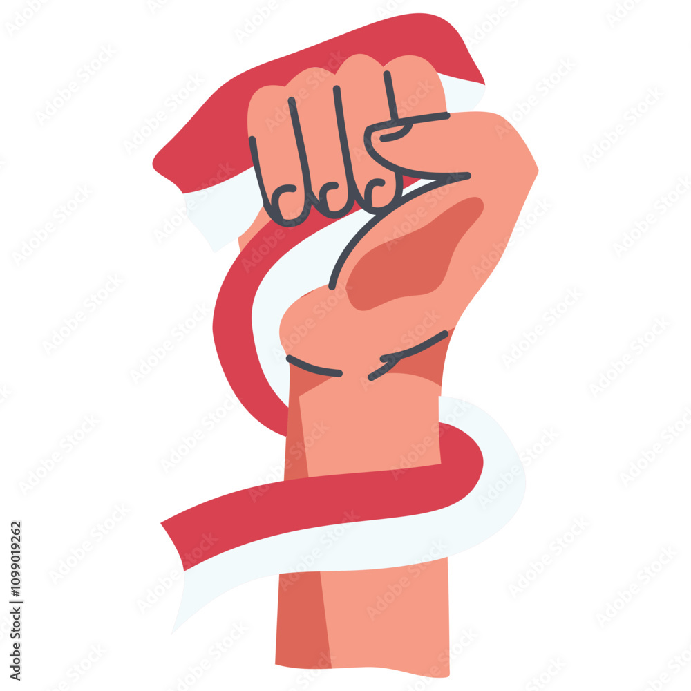 Obraz premium Hands Holding Indonesian Flag Illustration. National Independence Day Indonesia Celebration. Isolated Vector Graphic