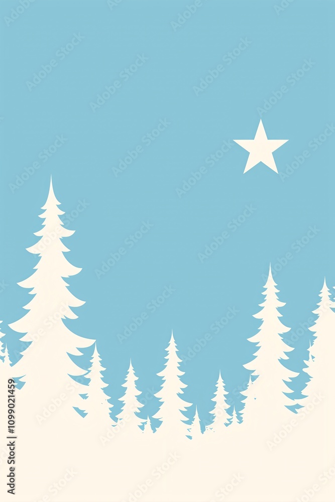 Obraz premium Bright shining Star of Bethlehem on against night winter landscape. Star of Jesus, Christmas Star. Nativity of Jesus Christ, Birth of Jesus, Christmas Eve. Christian religion concept. Paper cut style