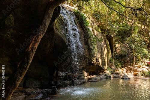 tranquil rock pool and waterfall on the Sunshine Coast photo