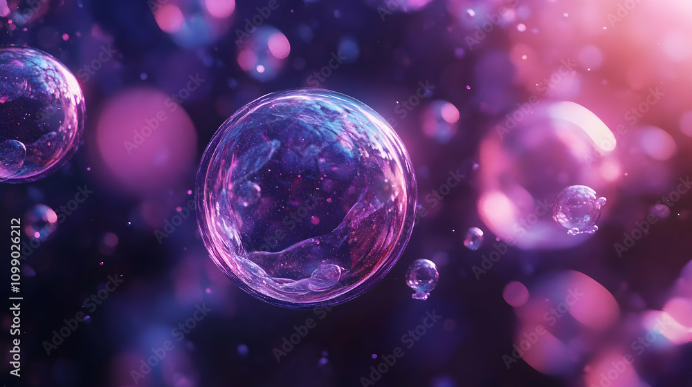 Naklejka premium Purple Bubbles 3D Illustration