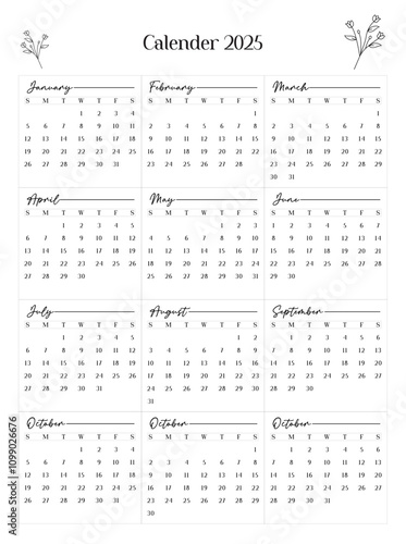 printable black and white 2025 calendar template