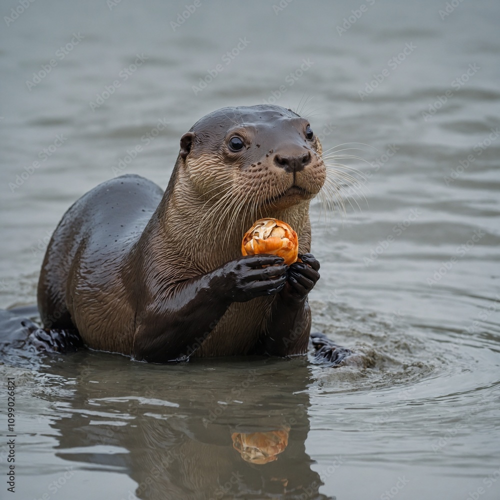 Obraz premium Otter River Otter Wildlife Cute Animal Aquatic Mammal Nature Animal Photography Playful Otter Water Habitat Endangered Species