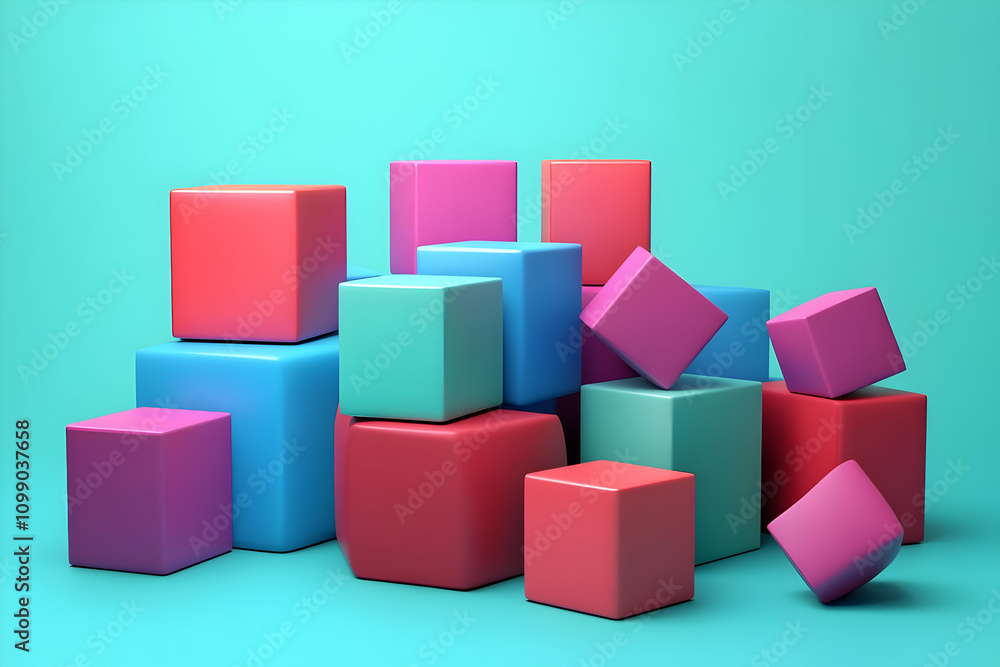 Obraz premium Colorful 3D Cubes Abstract Background