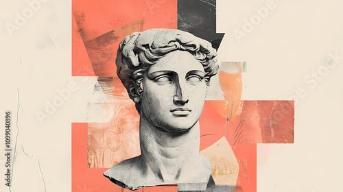 Wallpaper Mural Art collage. modern conceptual artwork with ancient statue bust. Postmodern. Illustration Torontodigital.ca