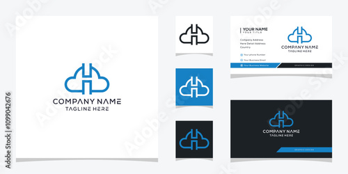 letter H cloud logo design vector template