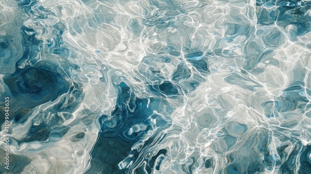 Fototapeta premium A painting of water with blue and white swirls
