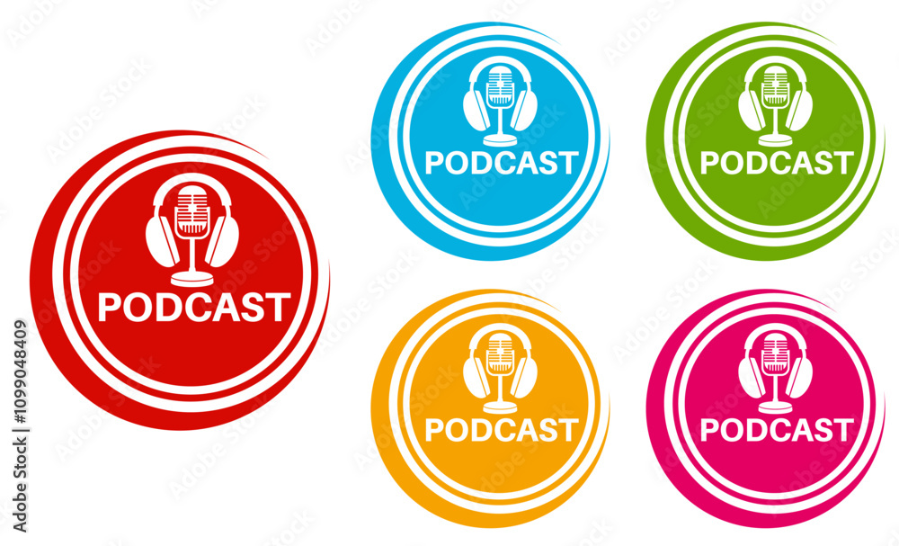 Fototapeta premium set podcast sign icon. Podcast emblem banner label template design vector illustration