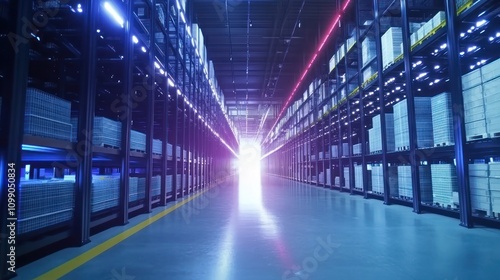 Wallpaper Mural Illuminated warehouse aisle. Torontodigital.ca