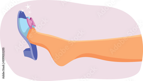 Obraz na plátně Woman Trying Fairytale Shoe Not Fitting Well Vector Illustration