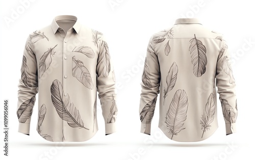 Shirt with leaf pattern design, white isolate background photo