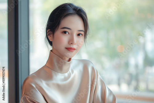 young and beautiful woman portrait, standing near a window, generative ai Free Download young and beautiful woman portrait, standing near a window, generative ai - GFXLoad