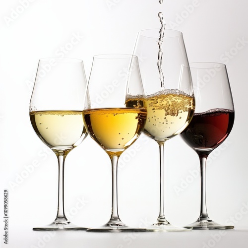 variety of wine glasses with different types of wine