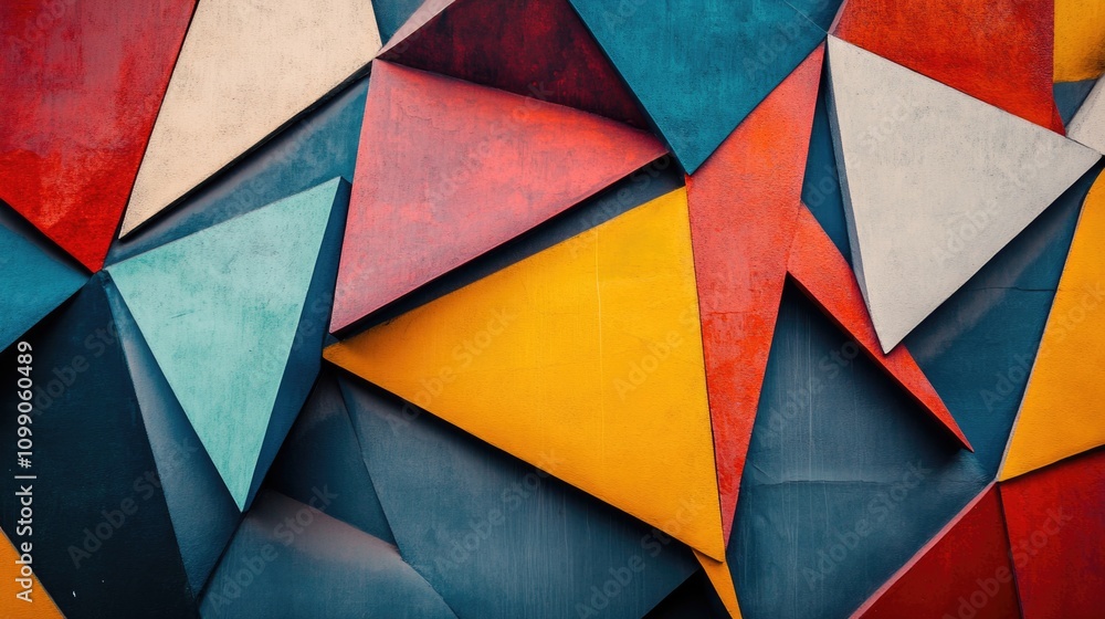 Fototapeta premium Close-up of colorful triangular wall design