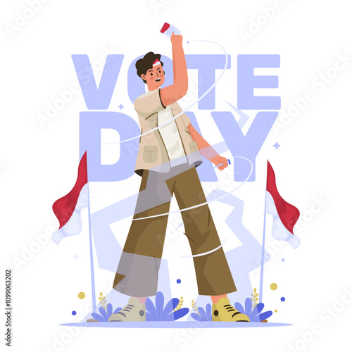 A man character for Indonesian vote day vector illustration