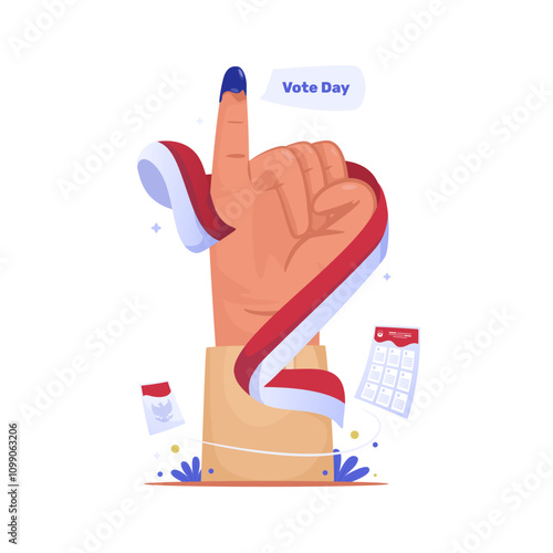 Inked little finger symbol for Indonesia voting day vector illustration