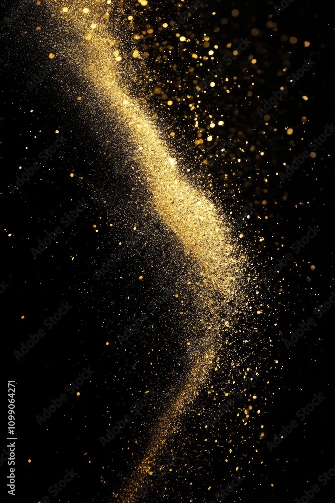 Fototapeta premium Gold Dust Trail on Black Background