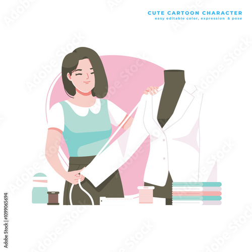 tailor cute cartoon character illustration