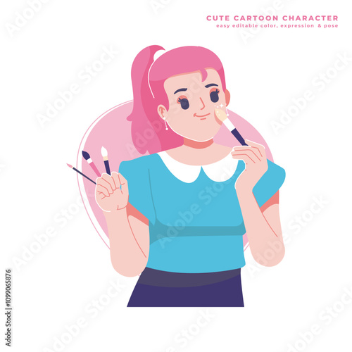 girl and make up cute cartoon character